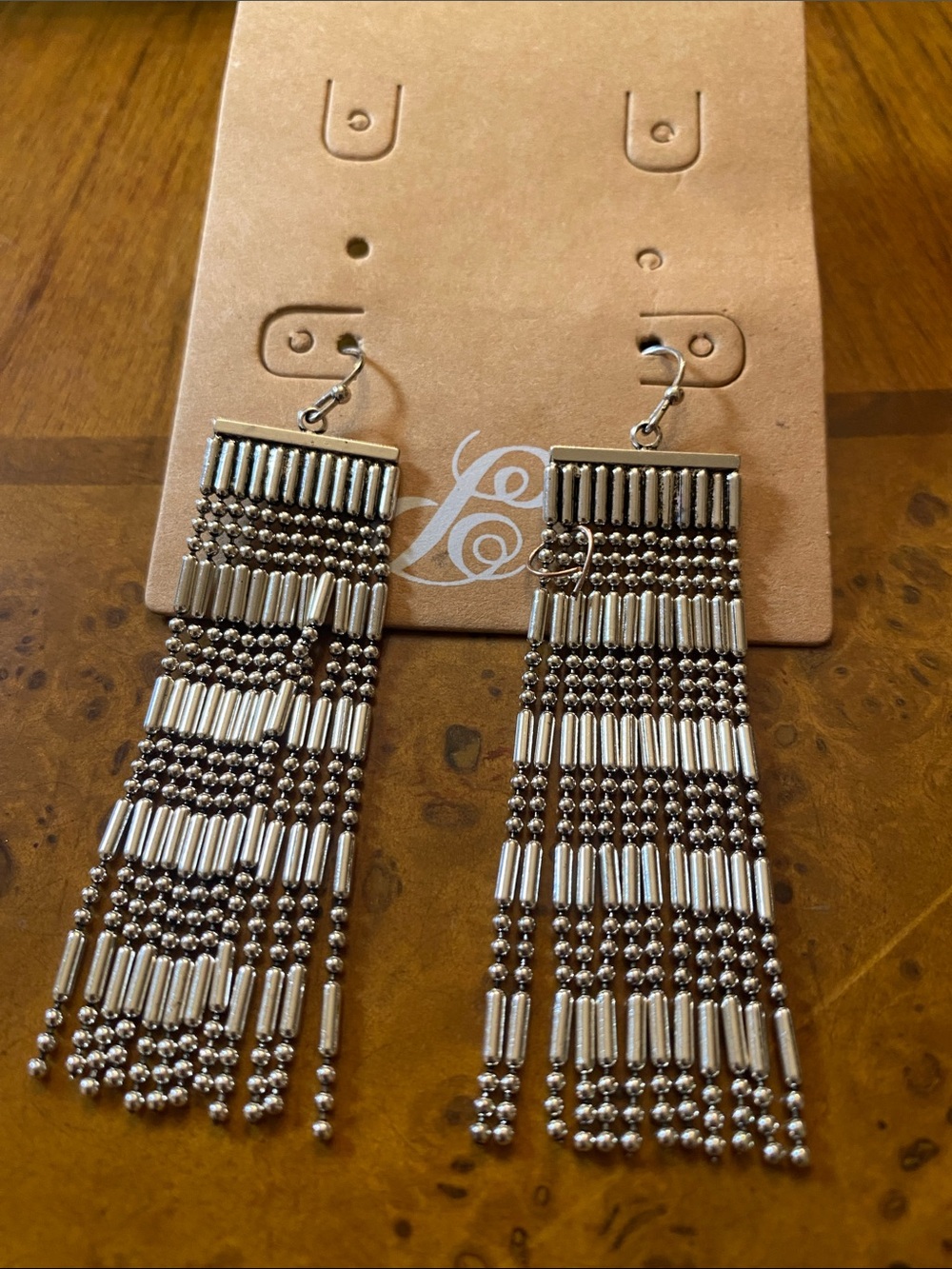 Silver Beaded Fringe Earrings